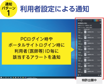 利用者設定による通知